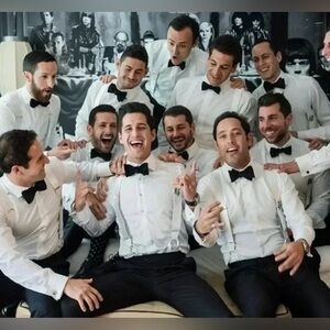 Black Unisex Silk Like Material Bow Tie